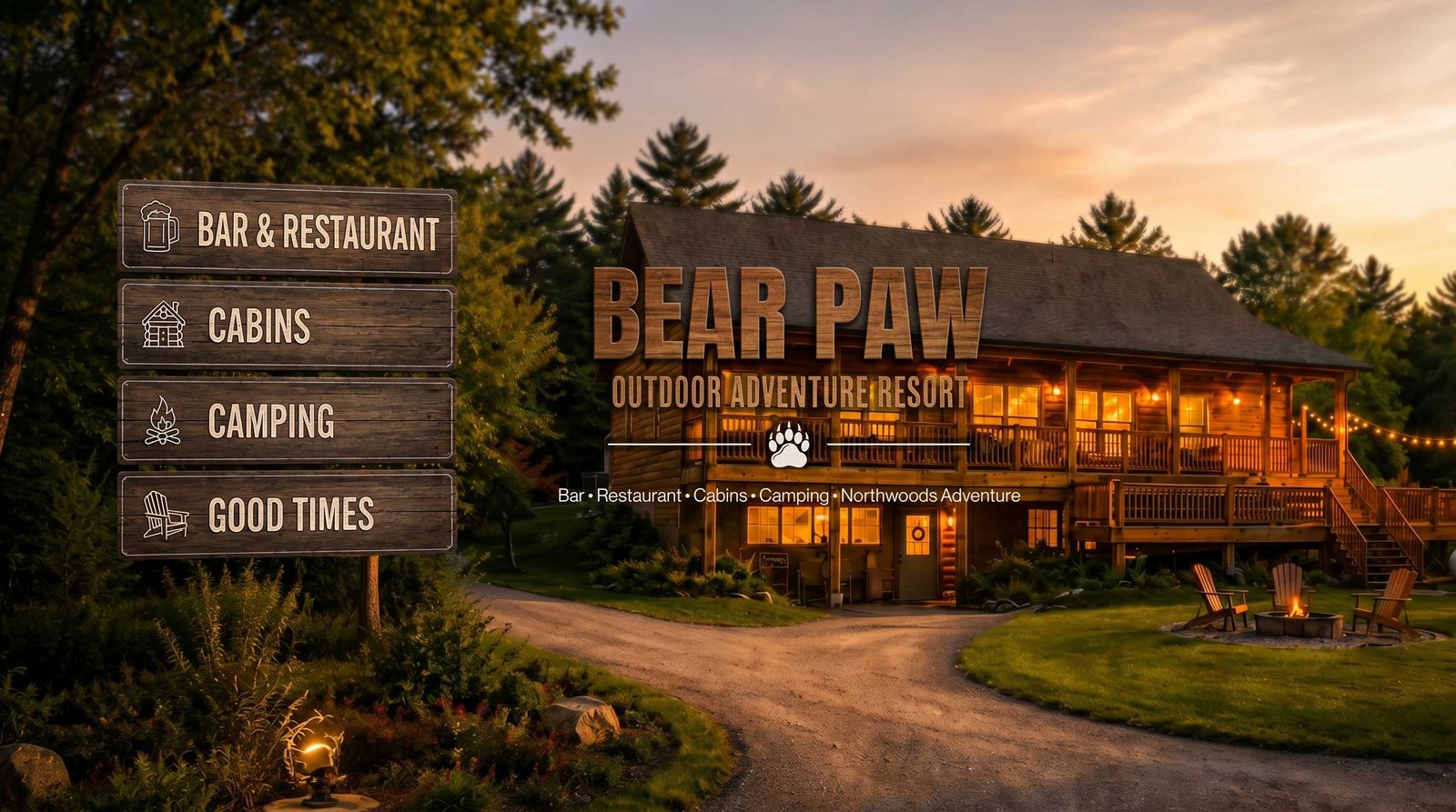Bear Paw Adventure Resort — Bar, Restaurant, Cabins, Camping, Northwoods Adventure